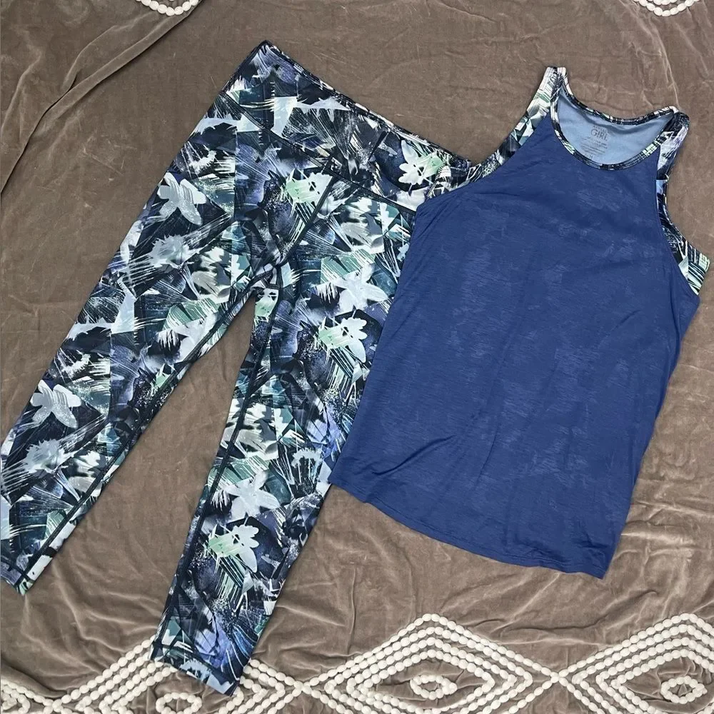Athleta Girl Blue Floral Outfit